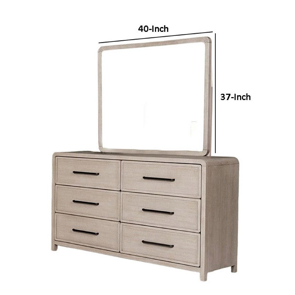 Giva Dresser Mirror | Rounded Edges | Natural Oak Beige Wood 37x40 BM333836