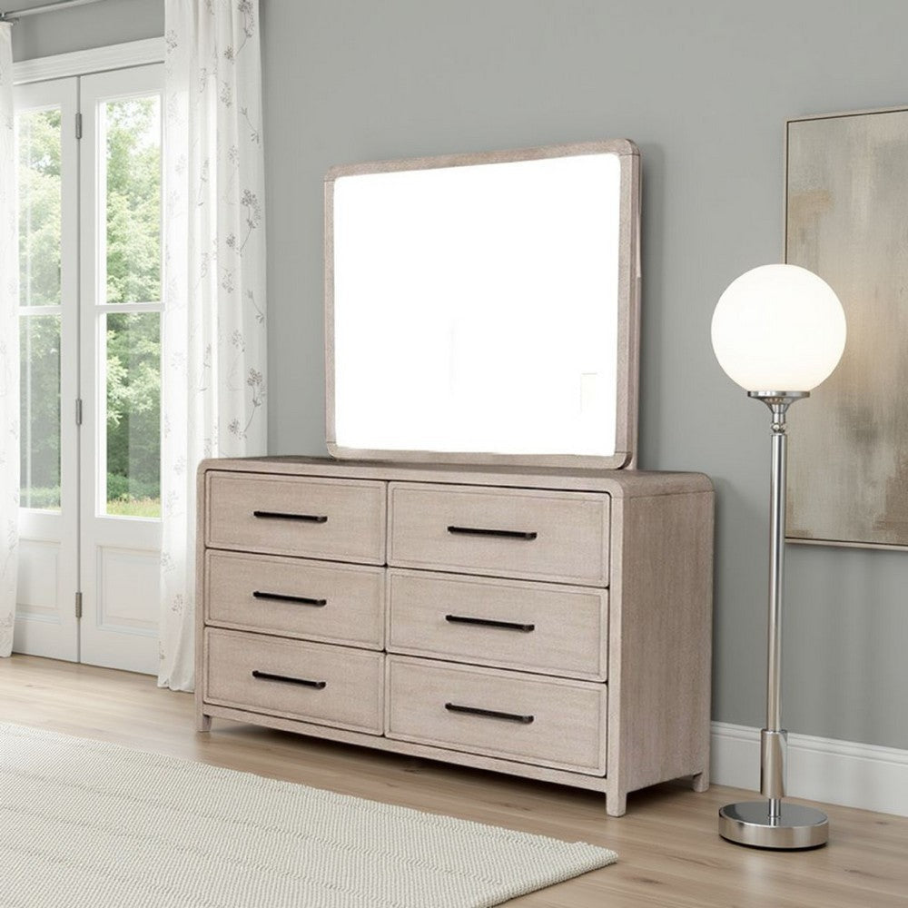 Buy Dresser Mirror Rounded Edges Natural Oak 37x40 Inch