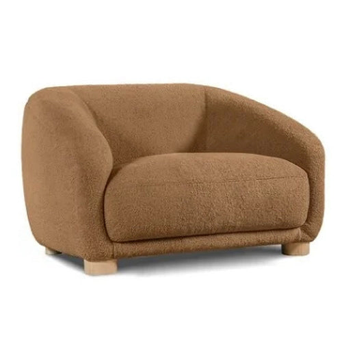 Oliver Accent Chair with Round Back Sloped Arms | Soft Brown Boucle