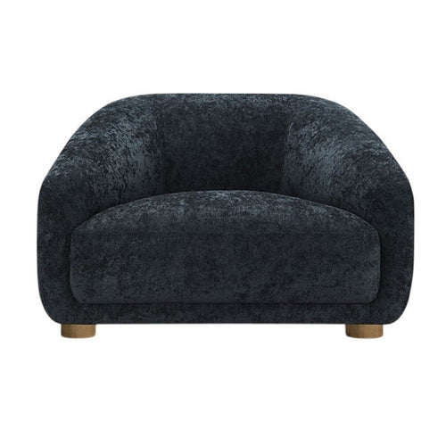 Oliver Accent Chair with Round Back Sloped Arms | Soft Black Chenille