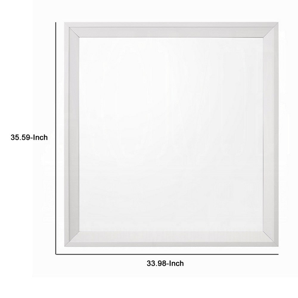 Siam Wall Mount Dresser Mirror | 34x36 | Contemporary White Wood BM333867