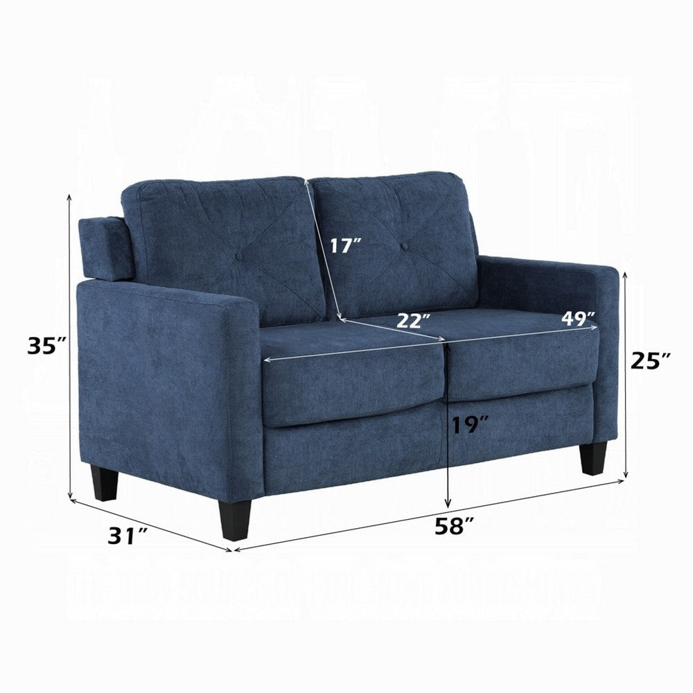 Royi Loveseat | Track Armrest | 58’’ | Blue Fabric w Tufted Backrest BM333883