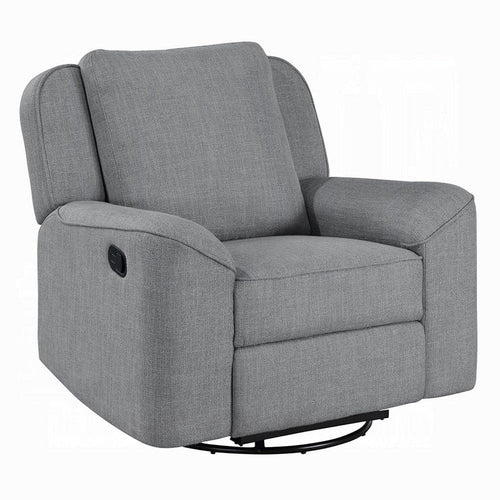 Diny Manual Glider Recliner Chair | Swivel | Soft Gray Linen Fabric
