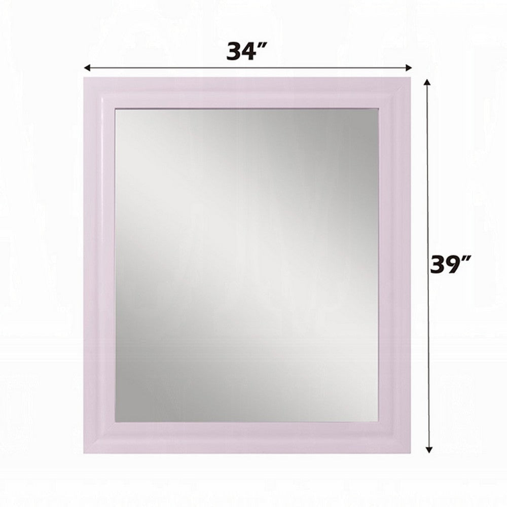 Tyra Accent Dresser Mirror | Square Wood Frame | 34x39 Glossy Pink BM333893