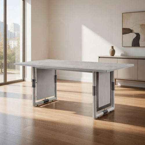 Mori Dining Table | 72" Rectangular Top w Panel Legs | Natural Gray