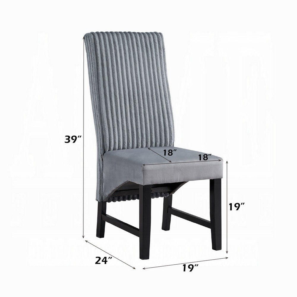 Jory Dining Chair Set of 2 | Padded Seat n Back | Gray Corduroy Black BM333913