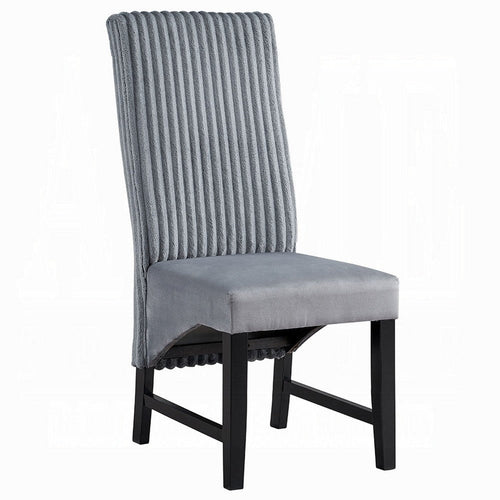Jory Dining Chair Set of 2 | Padded Seat n Back | Gray Corduroy, Black