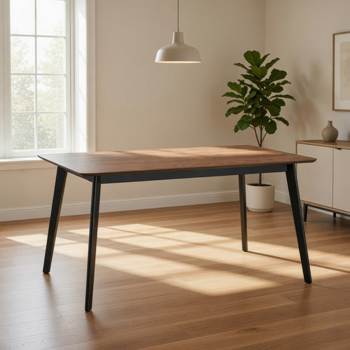 Bery Dining Table | 59" Rectangular Brown Top | Scandinavian Black