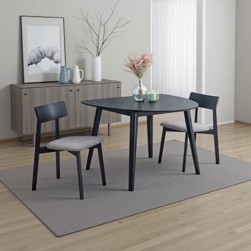 Rory Dining Table | 43" Half Moon Round Top | Scandinavian Black Wood