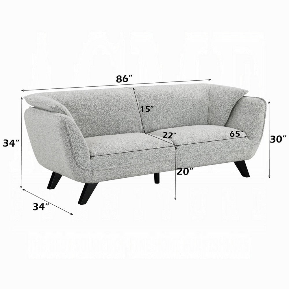 Naeli Sofa | Rounded Back | Light Gray Boucle | 86’’ Solid Pine Wood BM333936