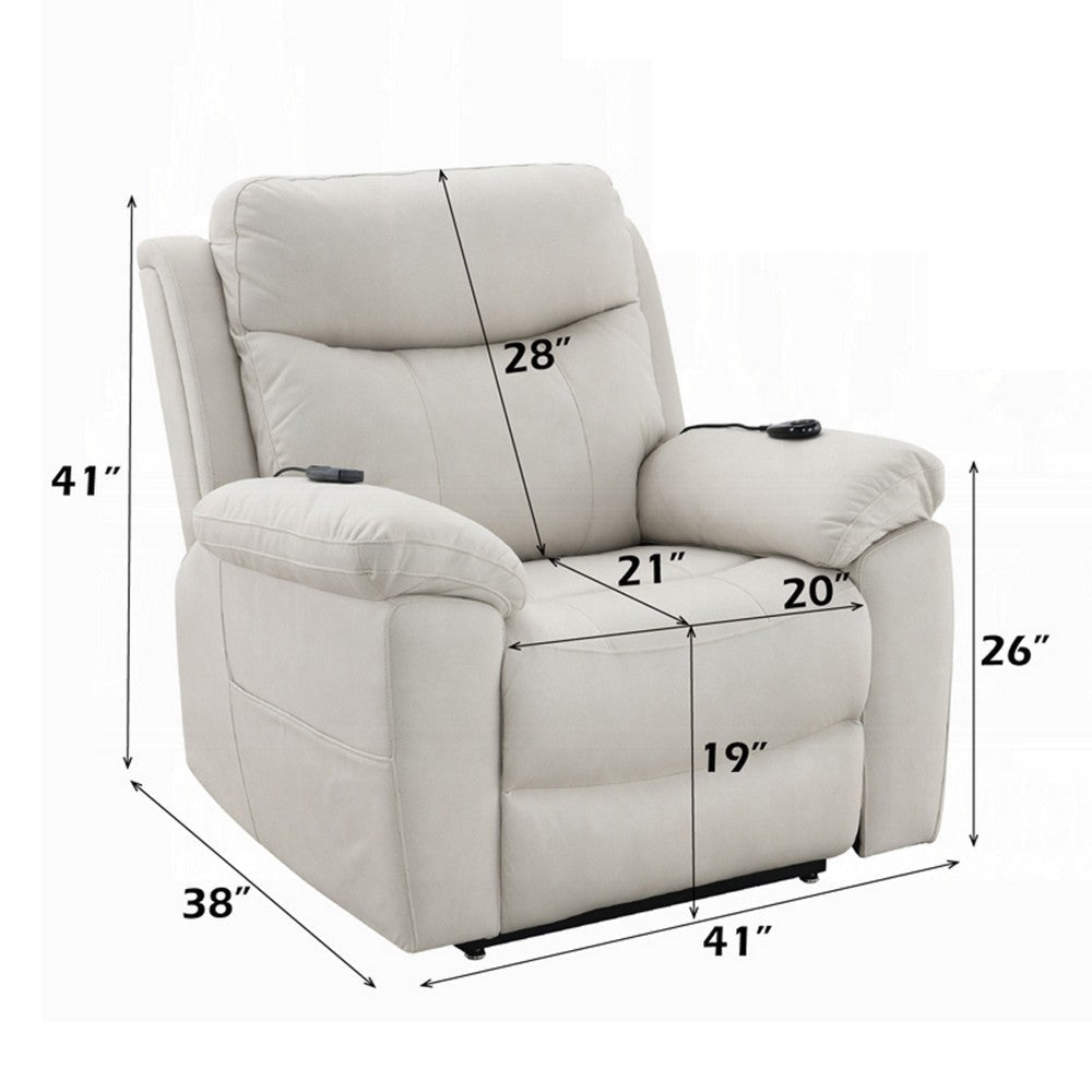 Cheru Power Motion Lift Recliner Chair with Heated Massage | Ivory BM333941
