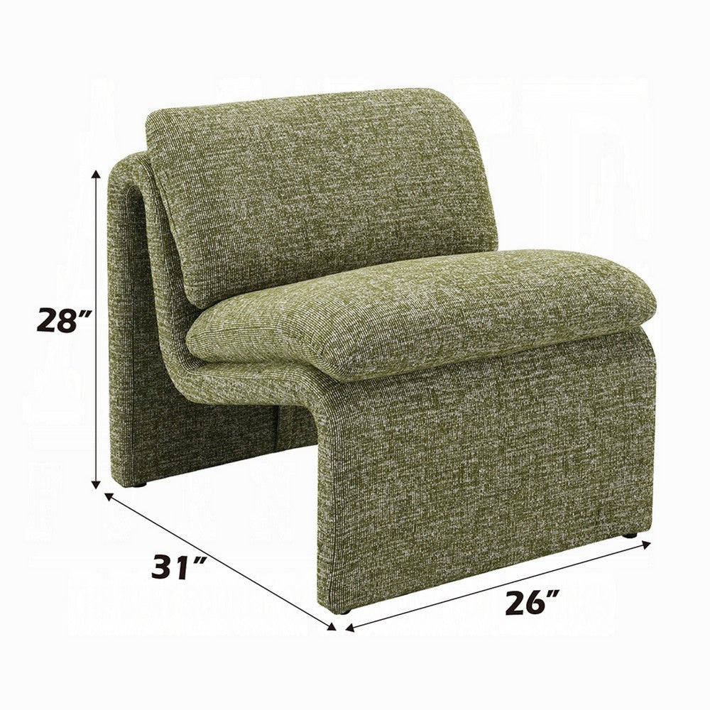 Kami Accent Chair | Curved Open Base | Armless Modern Green Boucle BM333953