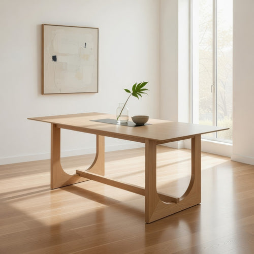 Yodo Rectangular Dining Table | U Sled Base | Natural Brown Wood 71"
