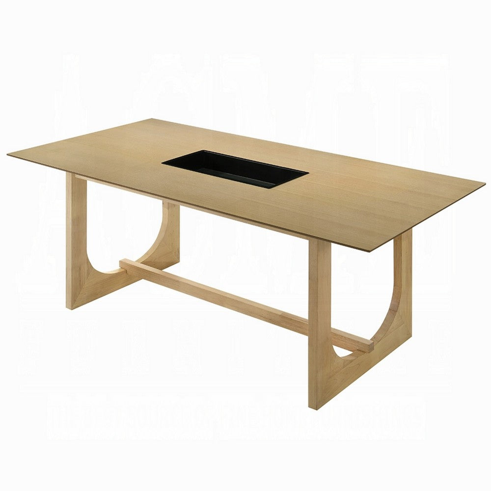 Yodo Rectangular Dining Table | U Sled Base | Natural Brown Wood 71"