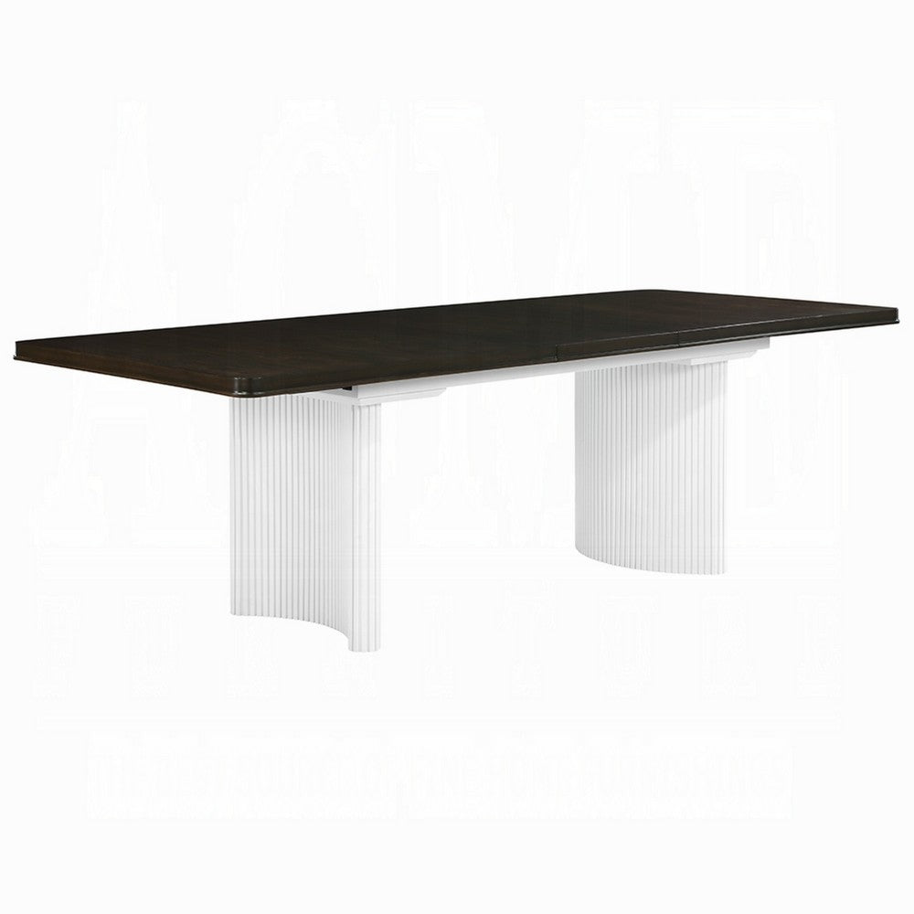 Aren Extendable Dining Table | Double Pedestal | Brown White | 78-96"