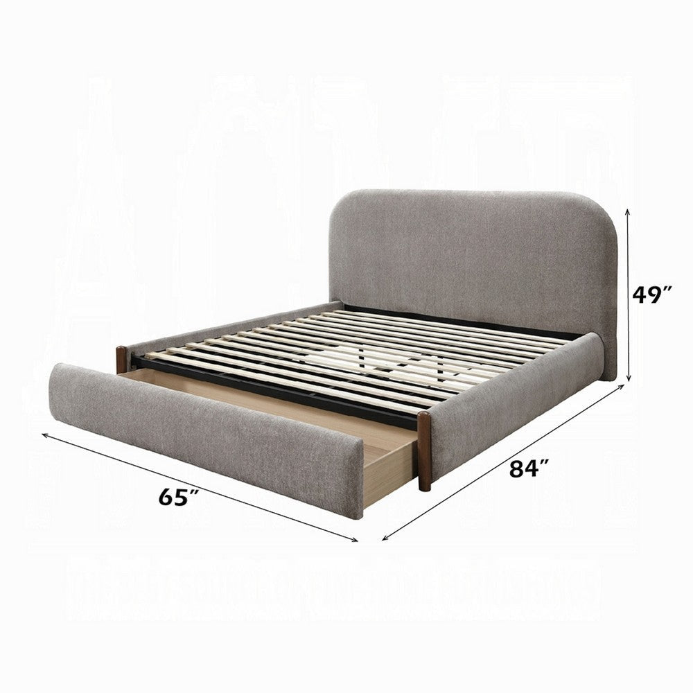 Orion Full Size Bed with Built-In Storage Drawer | Medium Gray Fabric