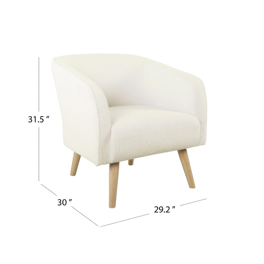 Accent Club Chair | Cream Sherpa Fabric | Modern Round Tapered Legs BM334064
