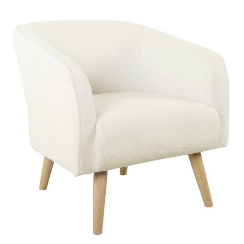 Accent Club Chair | Cream Sherpa Fabric | Modern Round Tapered Legs