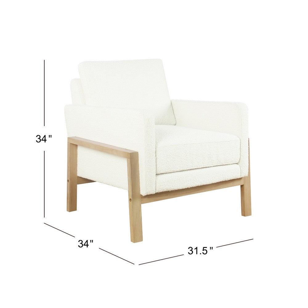 Nimo Accent Armchair | Cream White Boucle | Modern Track Armrests BM334067