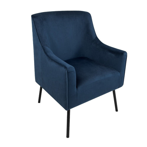 Sune Accent Chair | Soft Navy Blue Velvet and Matte Black Metal Legs