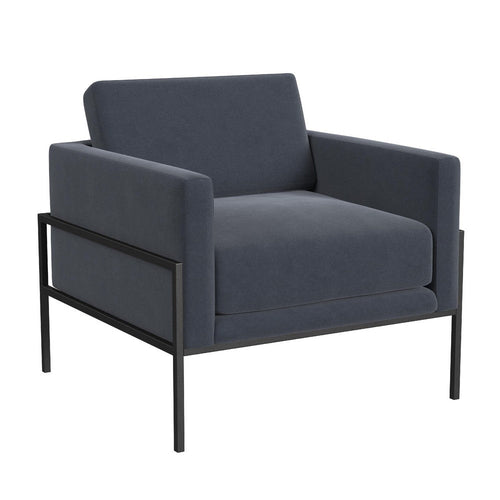 Fiam Accent Armchair | Steel Blue Velvet | Modern Black Metal Legs