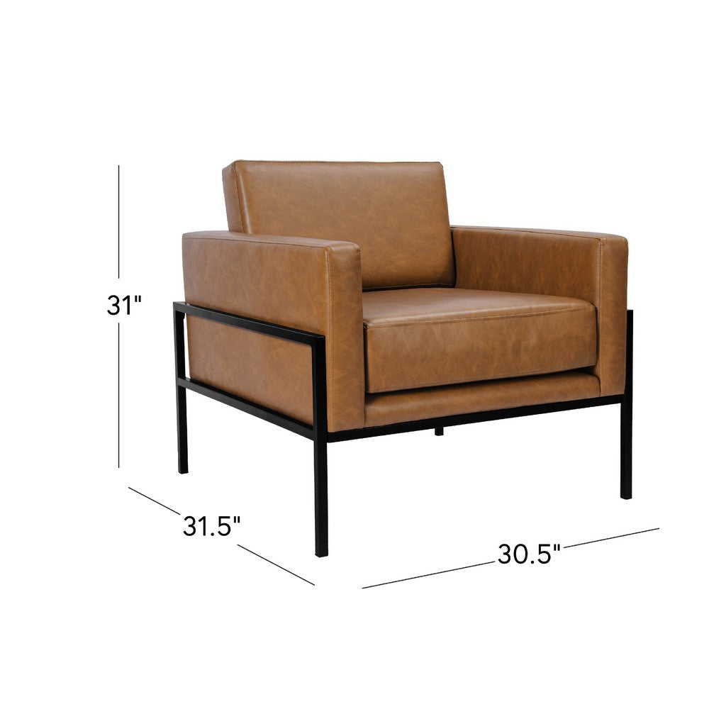 Fiam Accent Armchair | Caramel Brown Faux Leather | Modern Black Legs BM334074