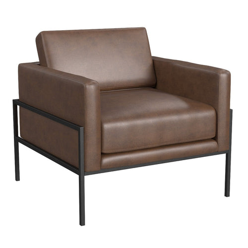 Fiam Accent Armchair | Dark Brown Faux Leather | Modern Black Legs