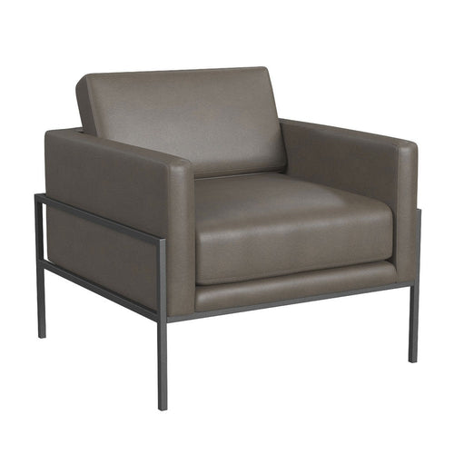 Fiam Accent Armchair | Dark Gray Faux Leather | Modern Black Legs