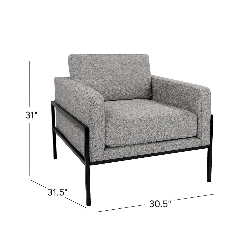 Fiam Accent Armchair | Heather Gray Woven Fabric | Black Metal Legs BM334077
