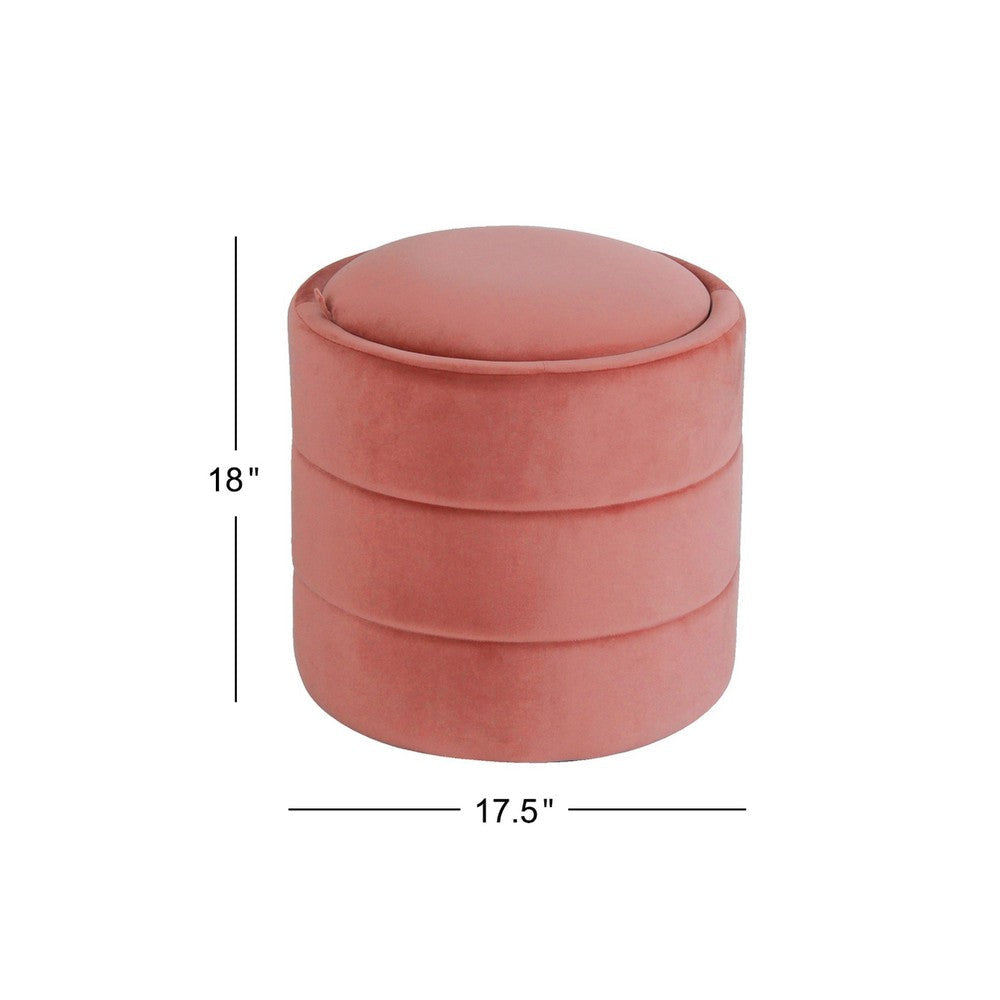Pero Storage Ottoman | 18’’ Round Removable Lid | Blush Pink Velvet BM334103