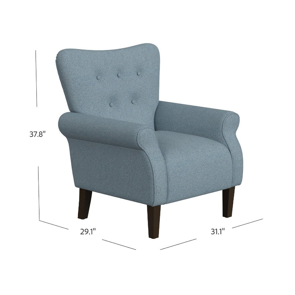 Mowo Accent Armchair | Classic Button Tufted Back | Blue Woven Fabric BM334113