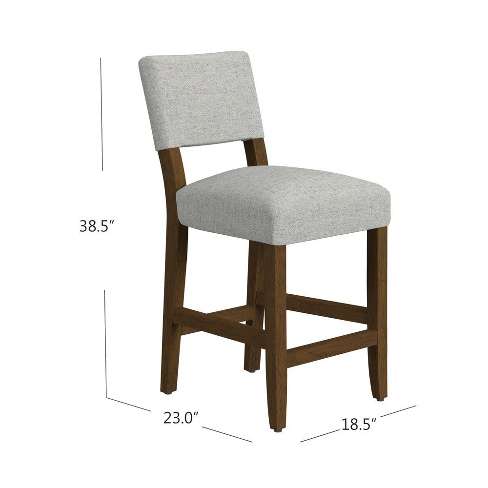 Bowo Counter Stool Chair | Gray Woven Fabric | Brown Hardwood Legs BM334143