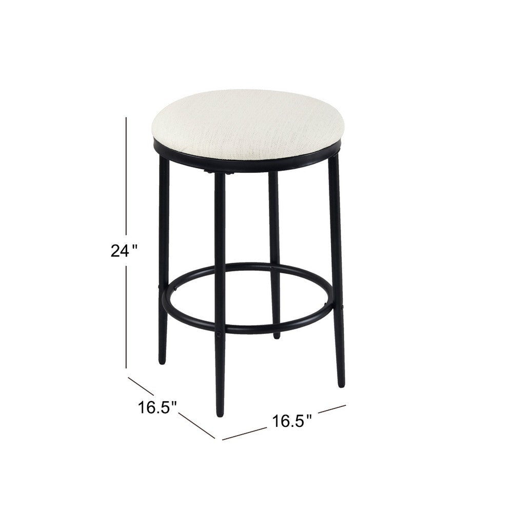 Nion Backless Counter Stool | Black Metal Legs | Cream Polyester Seat BM334148