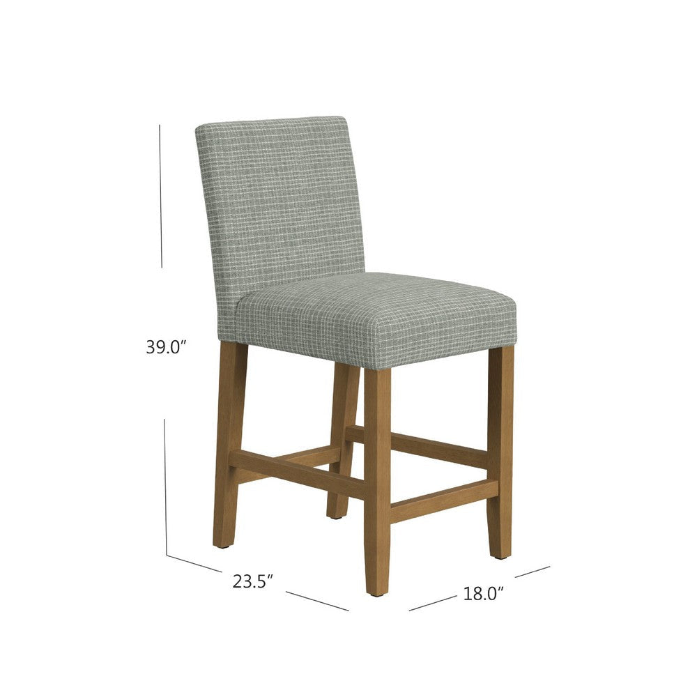 Relo Counter Height Stool Chair | Sage Green Polyester | Grid Pattern BM334150