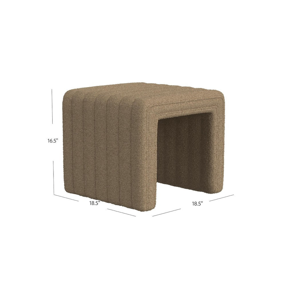 Ada Footstool Ottoman | Channel Tufted Taupe Brown Boucle | 19’’