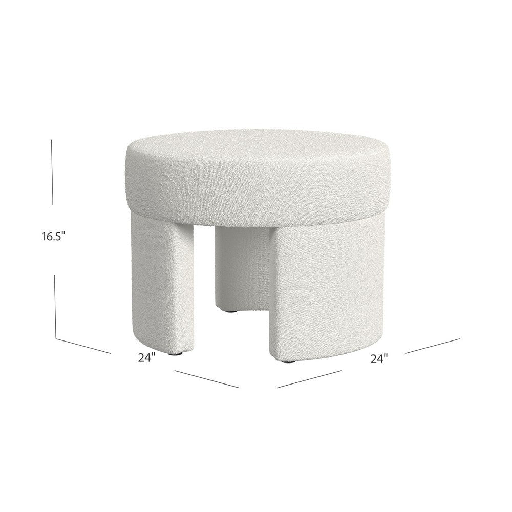 Noa Round Ottoman Footstool | Soft Cream White Boucle | 24’’ BM334163