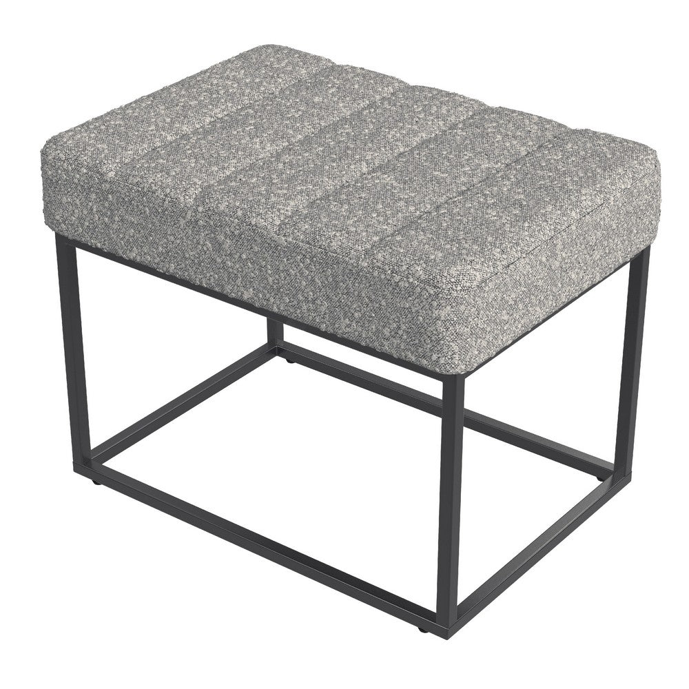 Kai Ottoman Footstool | Heather Gray Yarn Cream Boucle | Black | 22"