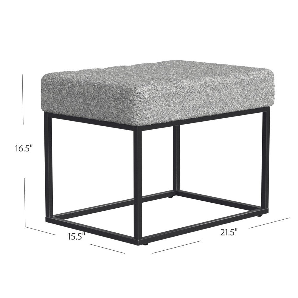 Kai Ottoman Footstool | Heather Gray Yarn Cream Boucle | Black | 22’’ BM334170