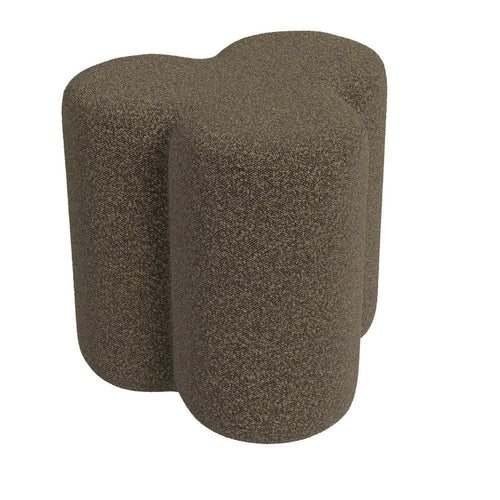 Ace Accent Ottoman with Clover Shape and Dark Brown Boucle | 18"