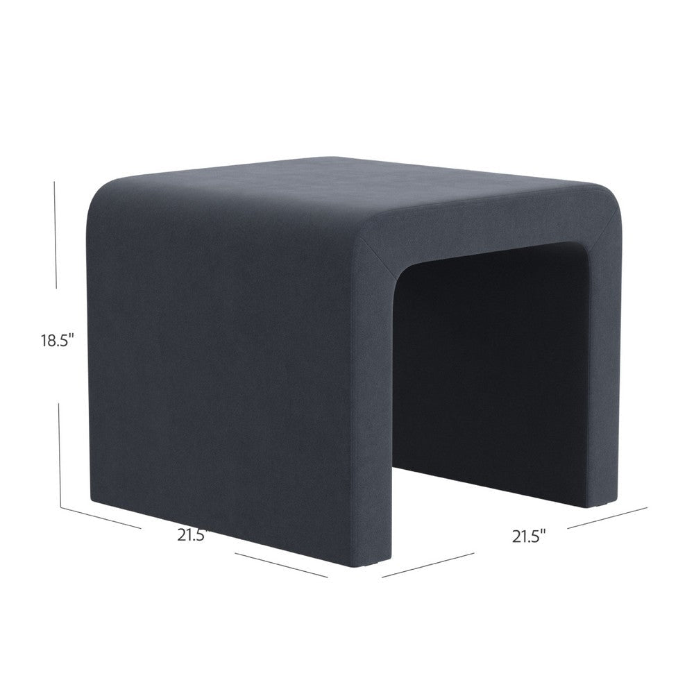 Ari Ottoman Footstool | Arc Shape with Steel Blue Velvet | 22’’