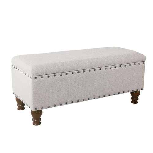 Ava Accent Bench with Storage Compartment | Nailhead Trim 42" Cream