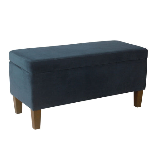 Ava Accent Storage Bench Ottoman with Navy Brown Velvet | 36"