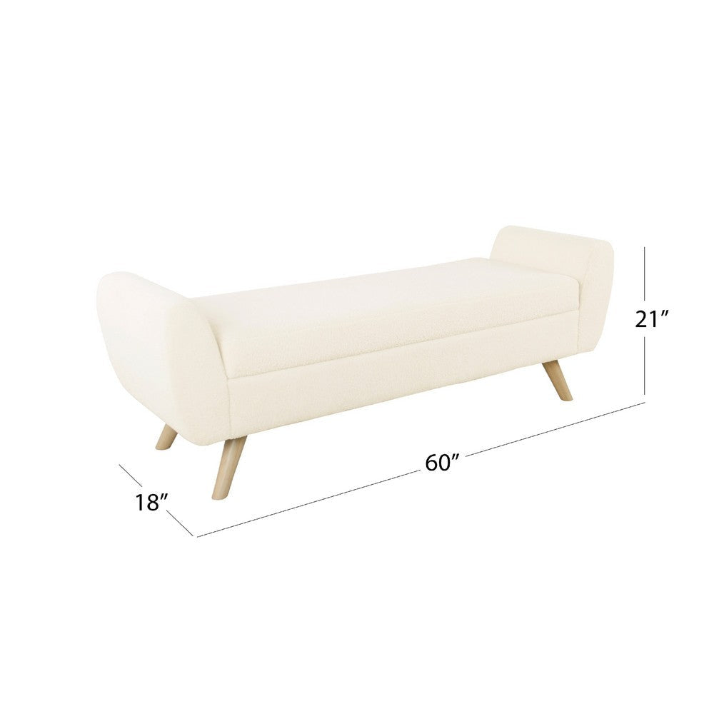 Rae Storage Bench Ottoman with Arms | Cream Sherpa | Brown | 60’’ BM334195