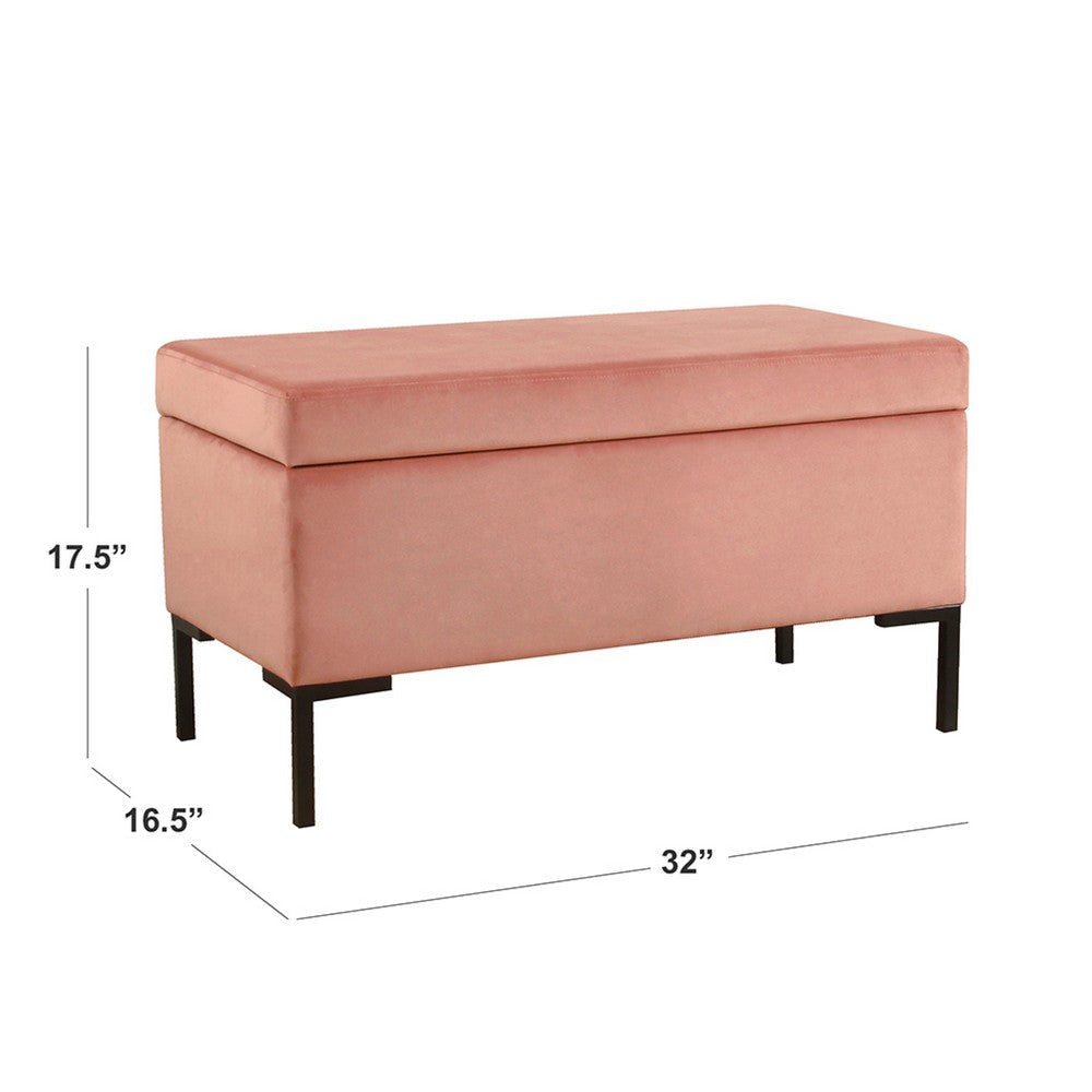 Ray Storage Bench Ottoman | Blush Pink Velvet | Metal Legs | 32’’ BM334204