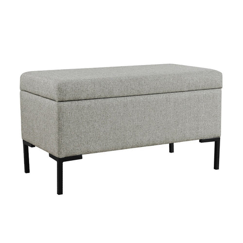 Ray Storage Bench Ottoman | Classic Gray Velvet | Metal Legs | 32"