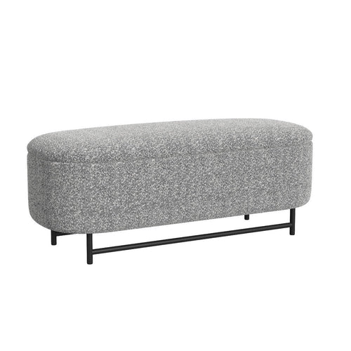 Pat Storage Bench Ottoman | Gray Yarn Cream Boucle | Black Metal 46"