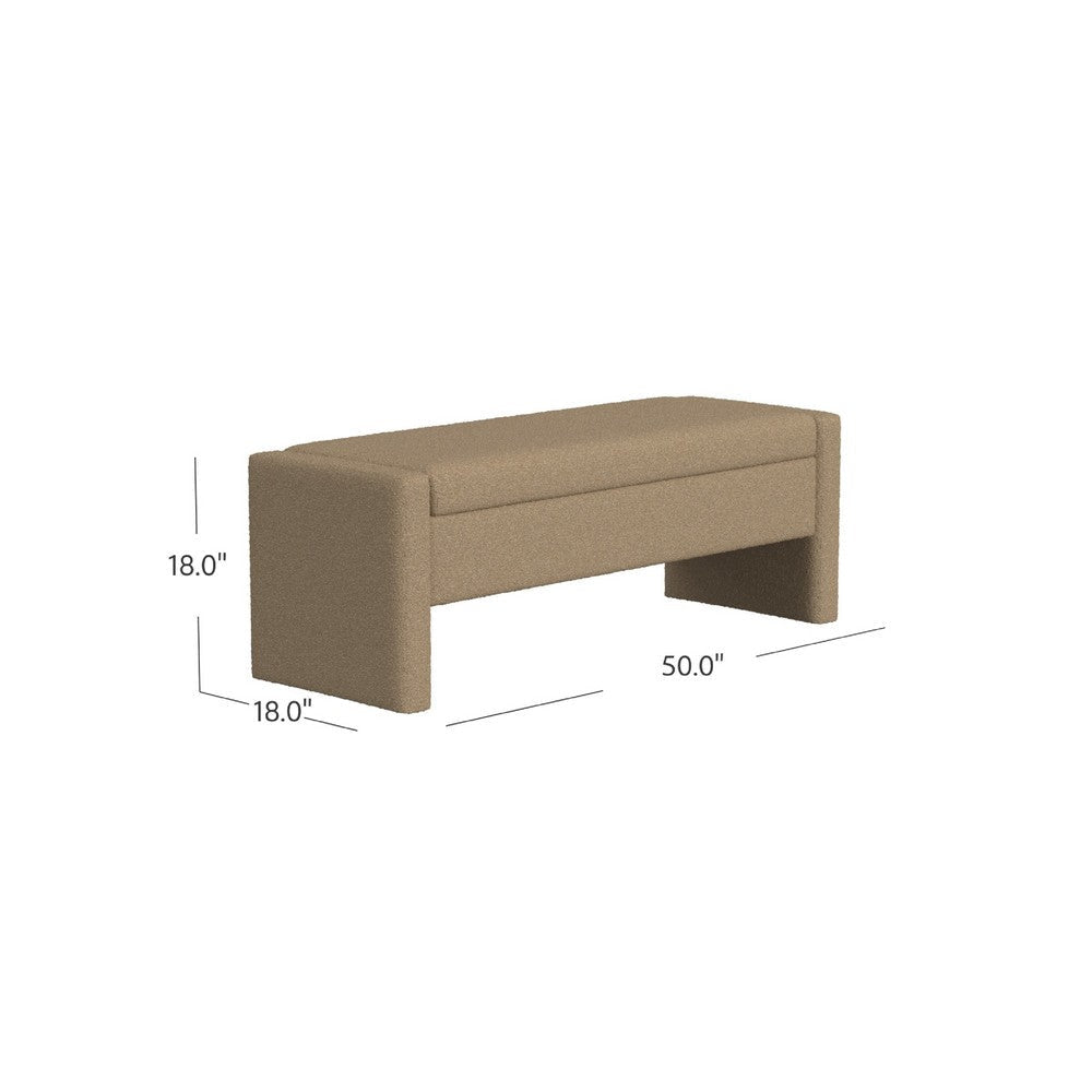 Kim Storage Bench Ottoman | Rich Brown Velvet and Solid Wood | 50’’