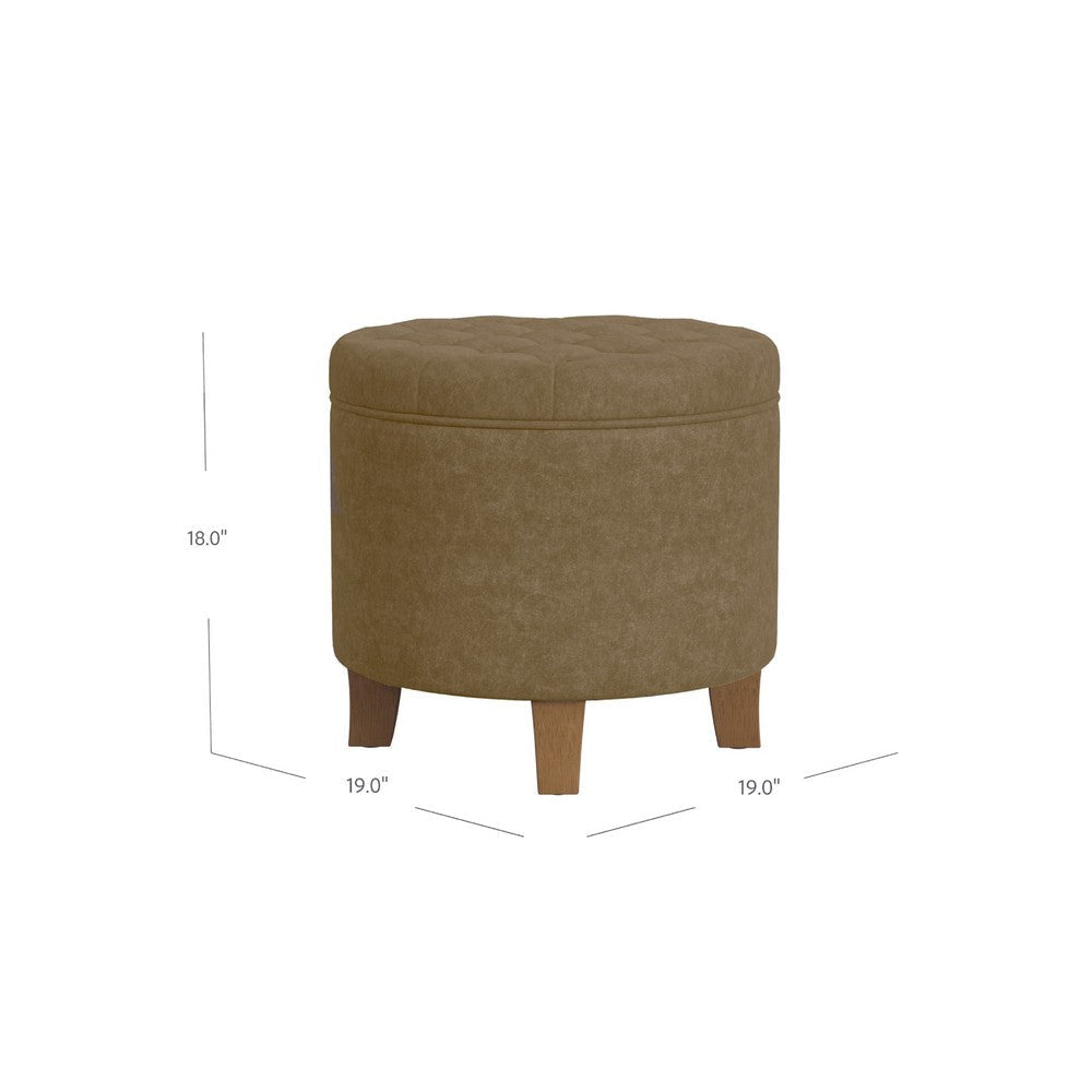 Wes Round Storage Ottoman | Mocha Brown Velvet | Hardwood | 19’’ BM334226