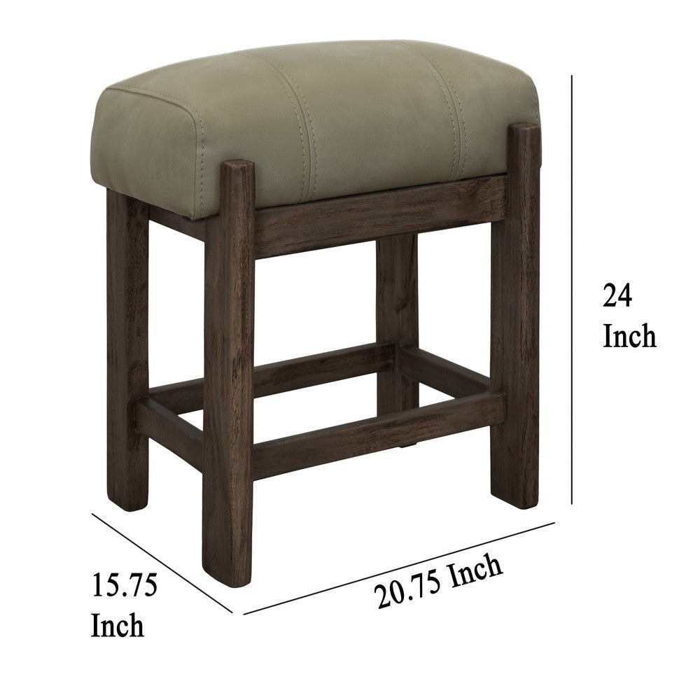 Eray 24’’ Counter Stool | Sage Green Seat Cushion | Teak Brown Wood