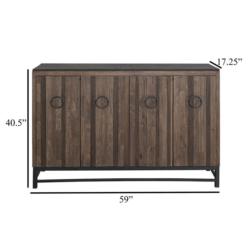 Kianu Sideboard Console Buffet | 4 Doors | Brown Plank Style | 59’’ BM334263